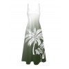 Vacation Couple Outfit Ombre Coconut Tree Pattern Long Dress and Shirt Set - Vert Armée S | US 4