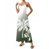Vacation Couple Outfit Ombre Coconut Tree Pattern Long Dress and Shirt Set - Vert Armée S | US 4