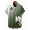Vacation Couple Outfit Ombre Coconut Tree Pattern Long Dress and Shirt Set - Vert Armée S | US 4