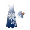 Robe de vacances longue à bretelles spaghetti et imprimé ombré de cocotiers - Bleu profond XXXXXL | US 20