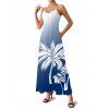 Vacation Couple Outfit Ombre Coconut Tree Pattern Long Dress and Shirt Set - Bleu profond S | US 4