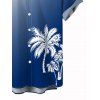 Vacation Couple Outfit Ombre Coconut Tree Pattern Long Dress and Shirt Set - Bleu profond S | US 4