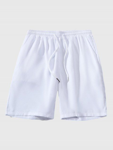 Short de plage décontracté pour homme, couleur unie, taille à cordon de serrage