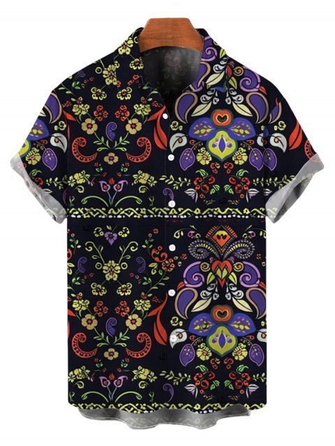 Chemise bohème pour homme, imprimé ethnique cachemire, boutonnée