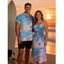 Vacation Couple Outfit Coconut Tree Landscape Snow Print Long Dress and Shirt Set - Bleu clair S | US 4