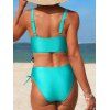 Ensemble de maillot de bain tankini de vacances avec soutien-gorge ajouré à motif cocotier et culotte à lacets - Bleu clair M | US 6