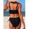 Ensemble de maillot de bain tankini de vacances avec soutien-gorge ajouré à motif cocotier et culotte à lacets - Noir M | US 6