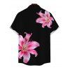 Chemise de vacances pour homme, chemise boutonnée à imprimé floral lys - Noir 5XL