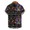 Chemise bohème pour homme, imprimé ethnique cachemire, boutonnée - Noir 5XL