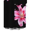 Chemise de vacances pour homme, chemise boutonnée à imprimé floral lys - Noir 5XL