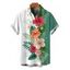 Chemise de vacances pour homme à boutons, imprimé floral hibiscus et feuilles tropicales colorblock - Turquoise Foncée L