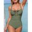 Maillot de bain une pièce de plage, couleur unie, décolleté en V, nœud papillon froncé - Noir L | US 8