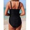 Maillot de bain une pièce de plage, couleur unie, décolleté en V, nœud papillon froncé - Noir L | US 8