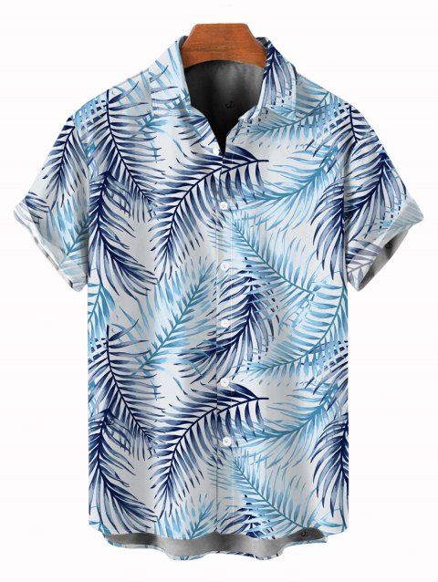 Chemise de vacances pour homme, imprimé tropical à feuilles de palmier, boutonnée