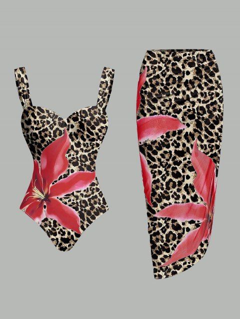 Ensemble maillot de bain de vacances Lily à imprimé floral, maillot de bain une pièce à armatures et jupe moulante