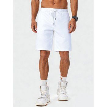 Men's Solid Color Drawstring Waist Beach Casual Shorts