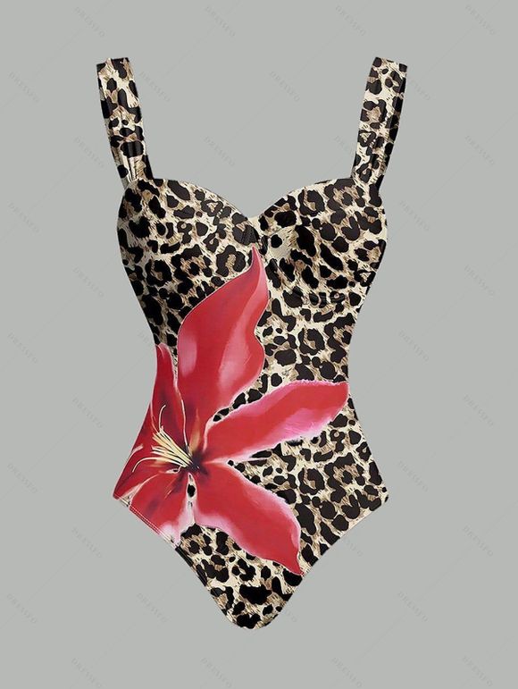 Ensemble maillot de bain de vacances Lily à imprimé floral, maillot de bain une pièce à armatures et jupe moulante - multicolor A XL | US 10