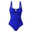 Maillot de bain une pièce de plage, couleur unie, décolleté en V, nœud papillon froncé - Noir XL | US 10