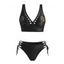 Ensemble de maillot de bain tankini de vacances avec soutien-gorge ajouré à motif cocotier et culotte à lacets - Noir S | US 4