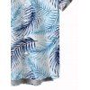 Vacation Couple Outfit Tropical Palm Leaf Print Lace Hollow Out Slit Dress and Shirt Set - Bleu clair S | US 4