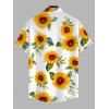 Chemise de vacances pour homme, imprimé tournesol, boutonnée - Blanc 5XL
