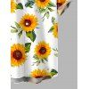 Chemise de vacances pour homme, imprimé tournesol, boutonnée - Blanc 5XL