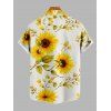 Vacation Couple Outfit Sunflower Leaf Pattern Lace Hollow Out Slit Dress and Shirt Set - Blanc S | US 4