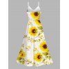 Vacation Couple Outfit Sunflower Leaf Pattern Lace Hollow Out Slit Dress and Shirt Set - Blanc S | US 4