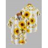 Vacation Couple Outfit Sunflower Leaf Pattern Lace Hollow Out Slit Dress and Shirt Set - Blanc S | US 4