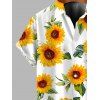 Vacation Couple Outfit Sunflower Print Lace Hollow Out Slit Dress and Shirt Set - Blanc S | US 4
