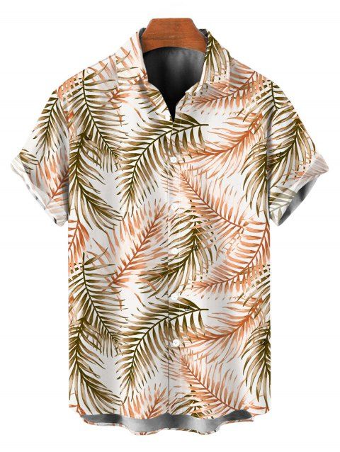 Chemise de vacances pour homme, imprimé tropical à feuilles de palmier, boutonnée