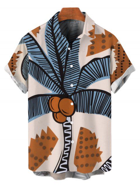 Chemise de vacances pour homme, style rétro tropical, imprimé cocotier, à boutons