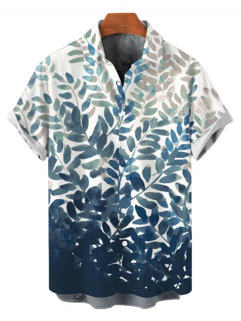 Chemise de vacances pour homme, imprimé feuilles aquarelle ombrées, boutonnée