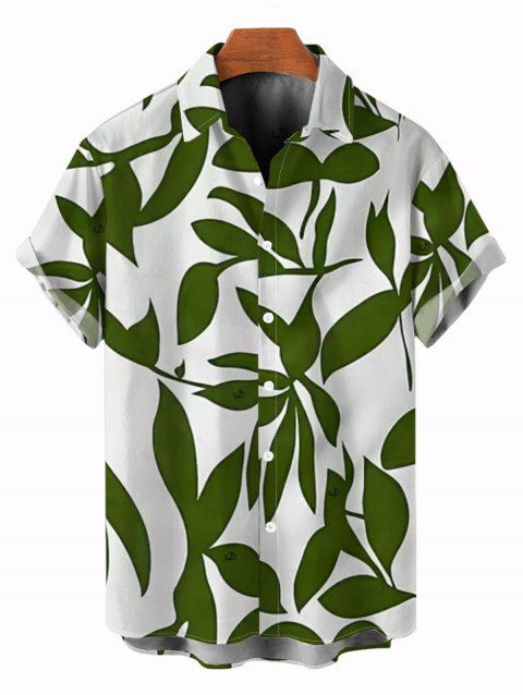 Chemise de vacances pour homme à motif de feuilles, boutonnée
