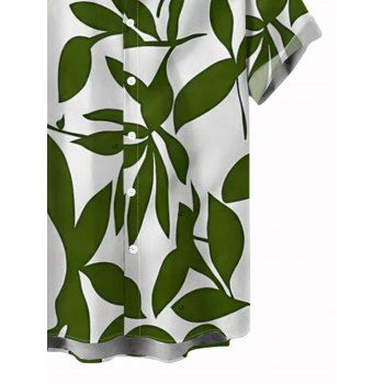 Vacation Couple Outfit Leaf Patten Off the Shoulder Slit Dress and Shirt Set