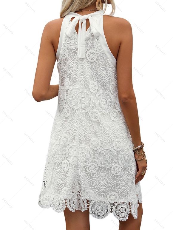 Robe de vacances unie jacquard sans manches mini robe - Blanc XL | US 10