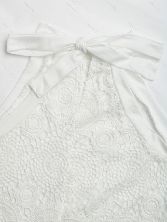 Robe de vacances unie jacquard sans manches mini robe - Blanc XL | US 10