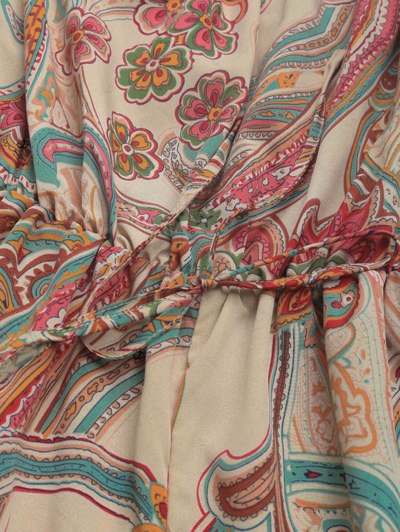 Combinaison vintage bohème à imprimé cachemire et épaules dénudées - Brun Légère XL | US 10