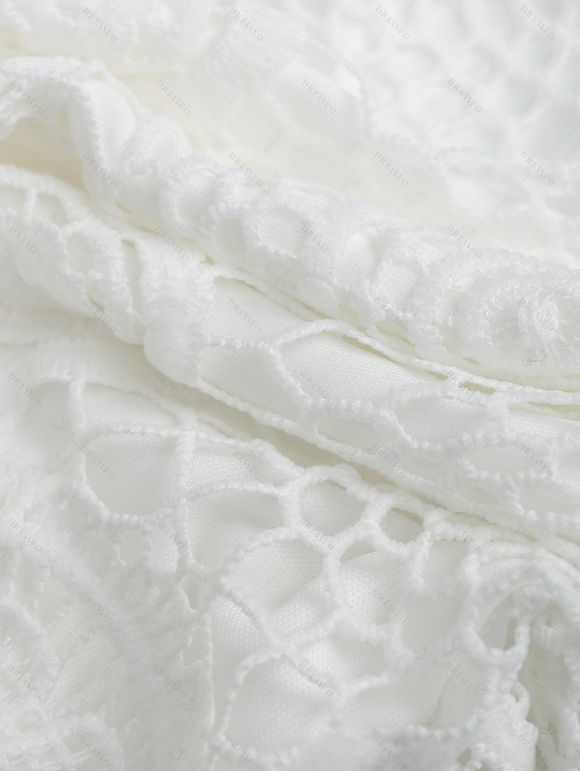 Robe de vacances unie jacquard sans manches mini robe - Blanc XL | US 10