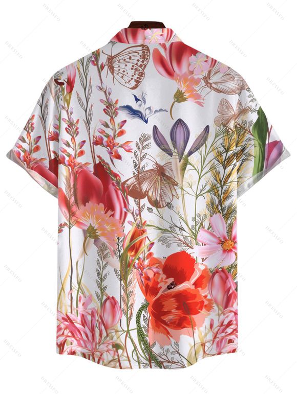 Vacation Couple Outfit Wildflower Print Bowknot One-piece Swimsuit Cover-up Skirt and Shirt Set - Grenade rouge S | US 4