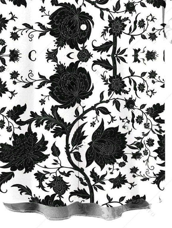 Chemise de vacances pour homme, style rétro, bleu et blanc, imprimé floral porcelaine, boutonnée - Noir 5XL