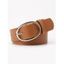 Ceinture en similicuir avec anneau ovale et ceinture large ajustable - Brun 