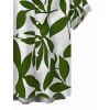 Vacation Couple Outfit Leaf Patten Off the Shoulder Slit Dress and Shirt Drawstring Shorts Set - Vert Armée S | US 4