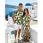 Vacation Couple Outfit Leaf Patten Off the Shoulder Slit Dress and Shirt Set - Rouge foncé S | US 4