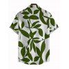 Vacation Couple Outfit Leaf Patten Off the Shoulder Slit Dress and Shirt Set - Vert Armée S | US 4