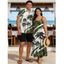 Vacation Couple Outfit Coconut Tree Pattern Colorblock Long Dress and Shirt Set - Vert Armée S | US 4