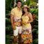 Vacation Couple Outfit Oil Painting Coconut Tree Floral Print Long Dress and Shirt Set - PALE GOOSE YELLOW S | US 4