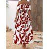 Robe de vacances à imprimé floral discret, épaules dénudées et fente - Rouge foncé XL | US 10