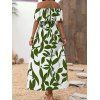 Vacation Dress Ditsy Floral Patten Off the Shoulder Slit Dress - Vert Armée XXXL | US 14