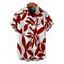 Chemise de vacances pour homme à motif de feuilles - Rouge foncé L